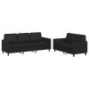 Sofa Set Black Faux leather, metal, textilene, plywood