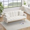 69 Inch Sofa Bed Beige with Adjustable Teddy Sofa for Small Space Living Room and Bedroom