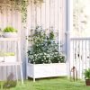 Outdoor Planter Box Galvanized Raised Garden Bed with Trellis for Climbing Vines, 35.4" x 15.7" x 47.2", White