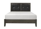 Contemporary Design Dark Gray Finish Queen Bed 1pc Button-Tufted Faux Leather Upholstered Headboard Wooden Bedroom Furniture