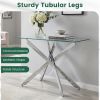 45 Inch Tempered Glass Entryway Table, Silver Chrome Metal Console Table with Adjustable Feet for Home Decor