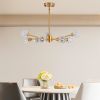 28" Modern Crystal Chandeliers, 9 Lights Golden Chandelier for Living Room Bedroom, Dining Room Chandelier Over Table