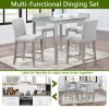 5 Piece Counter Height Table Set, Wooden Kitchen Table Set with Square Table and 4 Upholstered Chairs