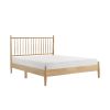 Mid-Century Modern Design Queen Platform Bed 1pc Natural Finish Wooden Bedroom Furniture Vertical Slats Headboard, Bed in a Box