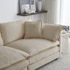 Sofa Set of 3, 1+1+3 Seats Living Room Sofa Set, Accent Chair, Loveseat, and Three-Seat Sofa Modern Style Round Arms 3 Piece Sofa Set, Beige Chenille