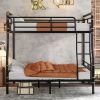 Full XL over Queen Metal Bunk Bed, Industrial Detachable Bunkbeds with Safety Guard Rails for Teens, Black(Old SKU W2580S00007)