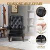 COOLMORE Wood Frame Armchair, Modern Accent Chair Lounge Chair with Sturdy Wood Legs for Living Room Bedroom (Black PU)