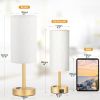 Touch Table Lamp - Cream, 3-Way Dimmable, USB A + C Charging, AC Outlet, 17.4inch Medium, Gold Metal Base