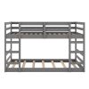 Full Over Full Bunk Bed with Ladder, Gray(OLD SKU:WF286327AAE)