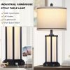 Tall Vintage Table Lamp Set of 2 with USB C+A & Outlet