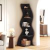 Wave shaped corner shelves, modern corner bookshelves, bookcases, display stands, and plant racks are suitable for small spaces