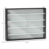 Display Cabinet 5-Tier Black White Glass Case with 2 Doors Adjustable Shelves Wall-Mounted