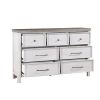 White and Gray Finish 1pc Bedroom Dresser of 7 Drawers Classic Design Wooden Furniture