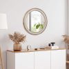 23.62 inches Round Wall Mirror for Bathroom Vanity, Wooden Farmhouse Circle Mirrors for Bedroom, Entryway, Living Room, Kitchen