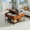 Flip-Top Coffee Table with Storage - Dark Walnut & Black Metal - 31.5" Lift-Top Design w/Hidden Compartment - Easy Assembly Living Room Table