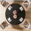 Round dining table, wooden kitchen dining table, dining table with metal base, suitable for kitchen and living room