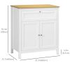 Sideboard Cabinet, Buffet Table with Drawer, Double Door Cupboard and Adjustable Shelf for Living Room, Entryway, White