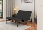 Black dual-motor adjustable electric bed , with 9-key remote control , Easy Assembly,Queen size bed frame