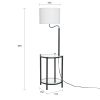 Glass End Table Floor Lamp with White Shade, Matte Black, 17"L x 17"W x 54"H