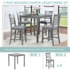 5 Piece Dining Table Set, Wooden Dining Square Table Set for 4