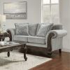 Hernen Carved Wood Frame Gray Sofa and Loveseat Set
