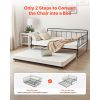 Full Size Daybed Frame, Day Bed with Trundle, Heavy Duty Metal Platform Bed Frame, Full Daybed with Metal Slats Support for Living Room, Bedroom