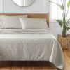 4-Piece 300 Thread Count Sateen King Sheet Set, Floral Almond Biscuit