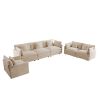 Modern Sofa Couch, 3 Piece Set Extra Deep Seat Sectional Sofa for Living Room, Oversized Sofa, 3 Seat Sofa, Loveseat and Single Sofa, Beige Chenille