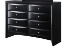 1Pc Contemporary 8 Drawer Dresser Black Finish Solid Wood Wooden Bedroom Furniture