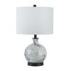 14x14x23" White And Grey Glass Table Lamp
