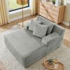 Single lazy sofa lounge chair, no assembly required, made of velvet fabric, fluffy modern single lounge chair