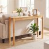 48" Solid Wood Leg Console Table, Narrow Farmhouse Entryway Table for Hallway & Sofa - Natural
