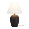 18"H Ceramic Urn Style Table Lamp, Matte Black Finish, with White Linen Empire Shade