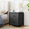 2 Drawer Fabric Nightstand, Grey Finish