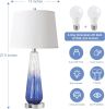 Table Lamps Set of 2 with Touch Control, 3-Way Dimmable Modern Glass Bedside Lamps with USB A+C Ports, Nightstand Lamp with White Fabric Shade