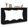 63" Narrow Console Table with Wavy Hollow Design, 2-Tier Extra Long Entryway Table with Storage Shelf - Black