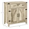 Wooden Farmhouse Sideboard Oak Finish Kitchen Buffet Cabinet with Drawer and Shelf