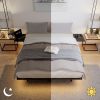 Queen Size Bed Frame, Heavy Duty Metal Bed Frame, Quick & Easy Assembly, LED light, No Noise, Black