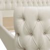 Brooklyn King Tufted Panel Bed Headboard and Footboard Set, Light Beige Linen