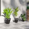 Outdoor Planters Set of 3 Black Tall Stackable Flower Pots with Drainage for Patio Garden Balcony Decor