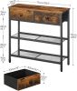 29.5" Narrow Console Table with 2 Fabric Drawers, Sofa Table, Small Entryway Table with 3-Tier Storage Shelves, Behind Couch Table, for Living Room