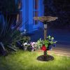 Standing Pedestal Birdbath and Feeder Combo with Lotus Leaf Bowl