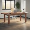 63-Inch Executive Desk, Large Office Computer Desk with Solid Wood Legs, Simple Farmhouse Study Writing Desk Workstatio