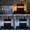 LED Nightstands 3 Drawer Dresser for Bedroom End Table with Acrylic Board LED Bedside Tables (Walnut)