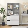 4-Tier Open Bookcase with 2 Drawers and 4 Storage Cubes