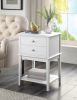 conifferism White Nightstand 2 Drawers 28 inches Tall for Bedroom,Wood Sofa Side Table with Storage Shelf,Large End Tables