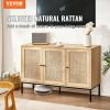 VEVOR Rattan Cabinet, Rattan Storage Cabinet with 3 Magnetic Doors and Adjustable Shelves, Sideboard Buffet Cabinet for Hallway, Entryway, Living Room