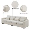 104" 4-Seater Modern Linen Fabric Sofa with Armrest Pockets and 4 Pillows,Minimalist Style Couch for Living Room, Apartment