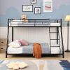 Metal Floor Bunk Bed, Twin over Full, Black