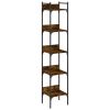Bookshelf Smoked Oak Engineered Wood 5-Tier, Tall, Narrow